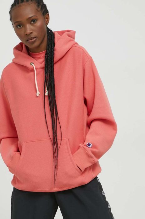 Кофта Champion жіноча колір помаранчевий з капюшоном однотонна (2840017)