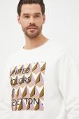 Бавовняна кофта United Colors of Benetton жіноча колір білий з принтом (2574092)