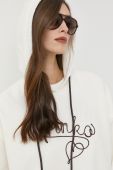 Кофта Pinko жіноча колір бежевий з капюшоном з аплікацією