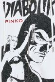 Бавовняна кофта Pinko x Diabolik жіноча колір білий з капюшоном з аплікацією