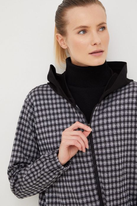 Кофта Deha жіноча колір сірий з капюшоном візерунок