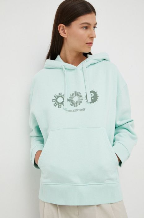 Бавовняна кофта Deus Ex Machina жіноча колір бірюзовий з принтом