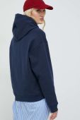 Бавовняна кофта Tommy Jeans жіноча колір синій з капюшоном з принтом (2861058)