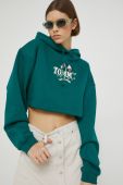 кофта Tommy Jeans жіноча колір зелений з капюшоном з аплікацією