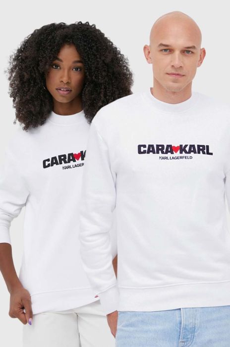 Кофта Karl Lagerfeld Karl Lagerfeld x Cara Delevingne жіноча колір білий з аплікацією