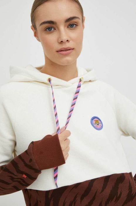 Кофта Femi Stories жіноча колір коричневий з капюшоном з принтом