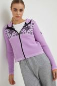 Спортивна кофта Newland Eda жіноча колір фіолетовий з капюшоном з принтом
