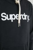 Кофта Superdry жіноча колір чорний з капюшоном з принтом