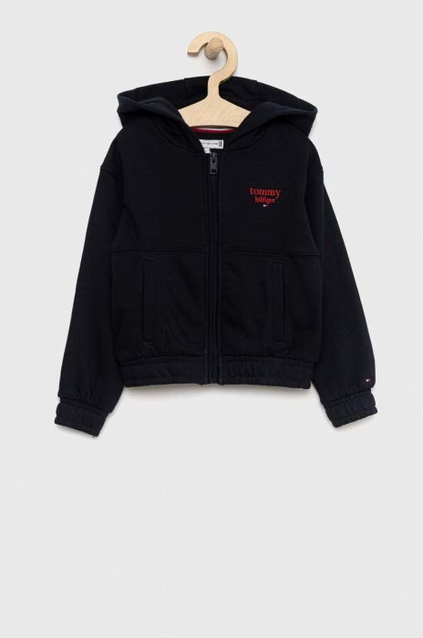 Дитяча кофта Tommy Hilfiger колір синій з капюшоном меланж