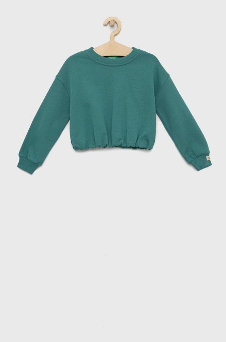 Дитяча кофта United Colors of Benetton колір зелений однотонна (2710935)