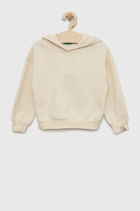 Дитяча кофта United Colors of Benetton колір бежевий з капюшоном меланж (2854819)
