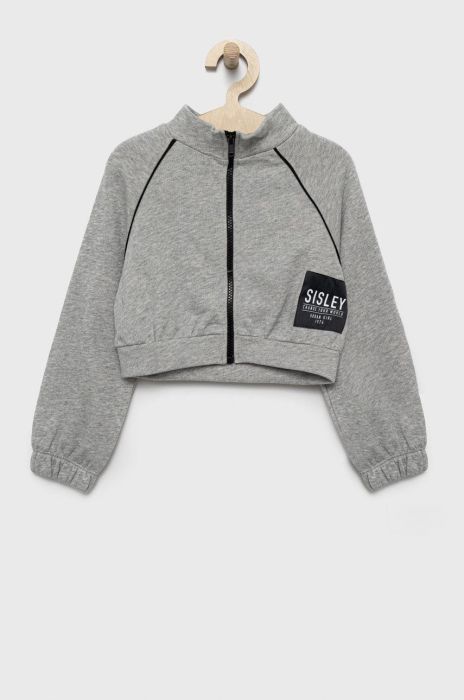 Дитяча бавовняна кофта Sisley колір сірий меланж