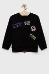 Дитяча бавовняна кофта Sisley колір чорний з аплікацією (2629890)