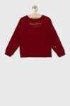 Дитяча бавовняна кофта Pepe Jeans колір бордовий з принтом (2645635)
