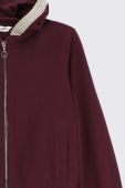 Дитяча бавовняна кофта Coccodrillo колір бордовий з капюшоном однотонна