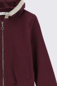 Дитяча бавовняна кофта Coccodrillo колір бордовий з капюшоном однотонна (2767144)