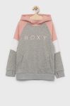 Дитяча кофта Roxy колір сірий з капюшоном візерунок