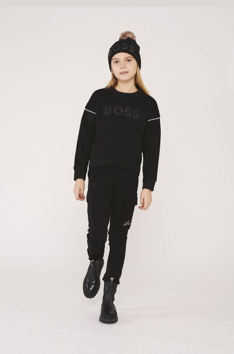 Дитяча кофта BOSS колір чорний з принтом (2697257)