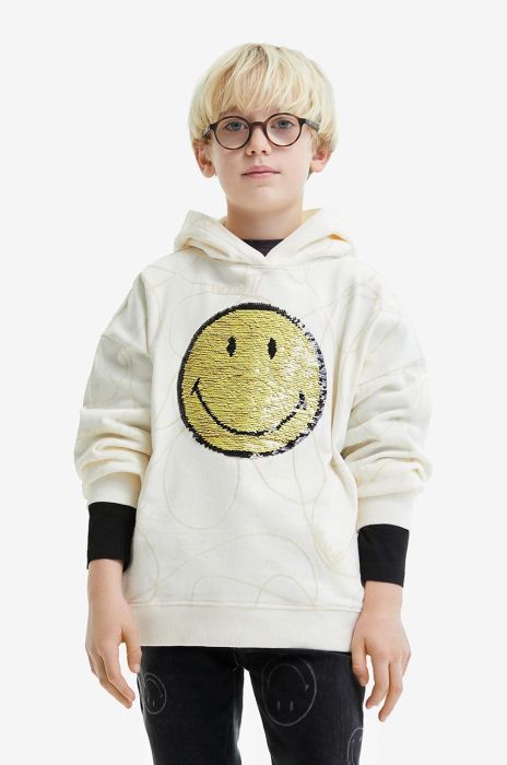 Дитяча бавовняна кофта Desigual колір білий з аплікацією