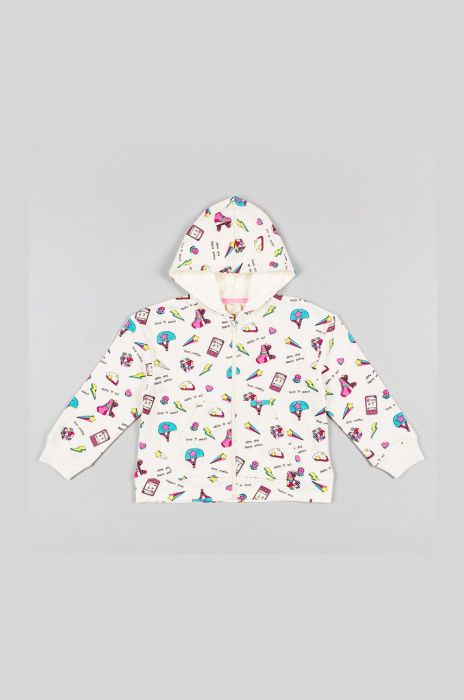 Дитяча бавовняна кофта zippy колір білий візерунок