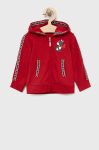 Кофта для немовлят Birba&Trybeyond колір червоний з капюшоном однотонна