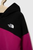 Дитяча бавовняна кофта The North Face колір рожевий з капюшоном візерунок