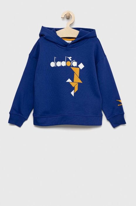 Дитяча кофта Diadora з капюшоном з принтом колір блакитний