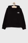 Дитяча бавовняна кофта The North Face колір чорний з капюшоном однотонна