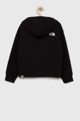 Дитяча бавовняна кофта The North Face колір чорний з капюшоном однотонна
