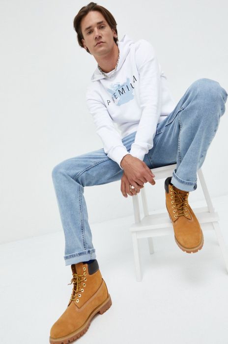 Кофта Premium by Jack&Jones чоловіча колір білий з капюшоном візерунок