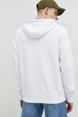 Бавовняна кофта HUGO чоловіча колір білий з капюшоном з принтом (3080173)