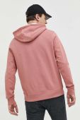 Бавовняна кофта HUGO чоловіча колір рожевий з капюшоном з принтом