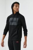 Бавовняна кофта HUGO чоловіча колір чорний з принтом (2506520)
