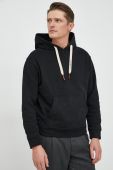 Кофта з домішкою кашеміру Emporio Armani чоловіча колір чорний з капюшоном однотонна