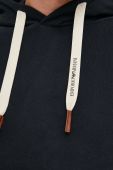 Кофта з домішкою кашеміру Emporio Armani чоловіча колір чорний з капюшоном однотонна
