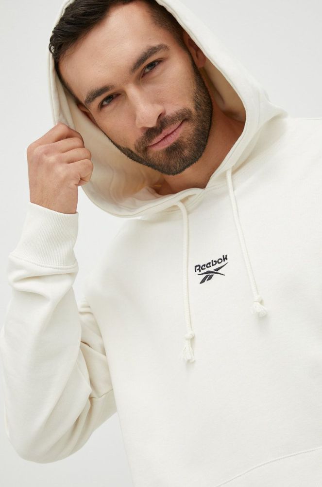 Бавовняна кофта Reebok Classic чоловіча колір бежевий однотонна