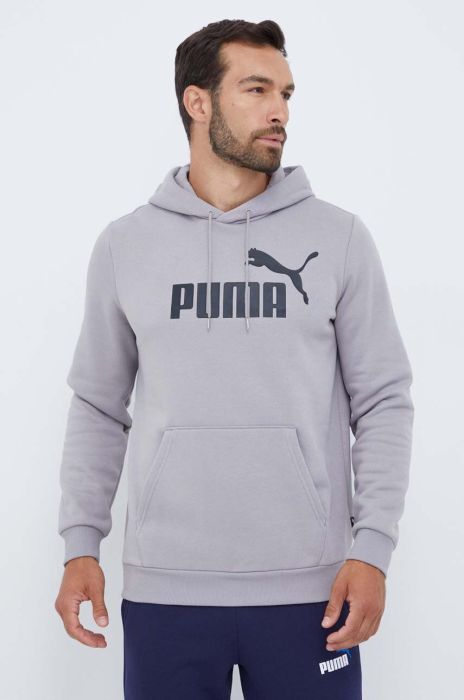Кофта Puma чоловіча колір сірий з капюшоном з принтом (3448797)