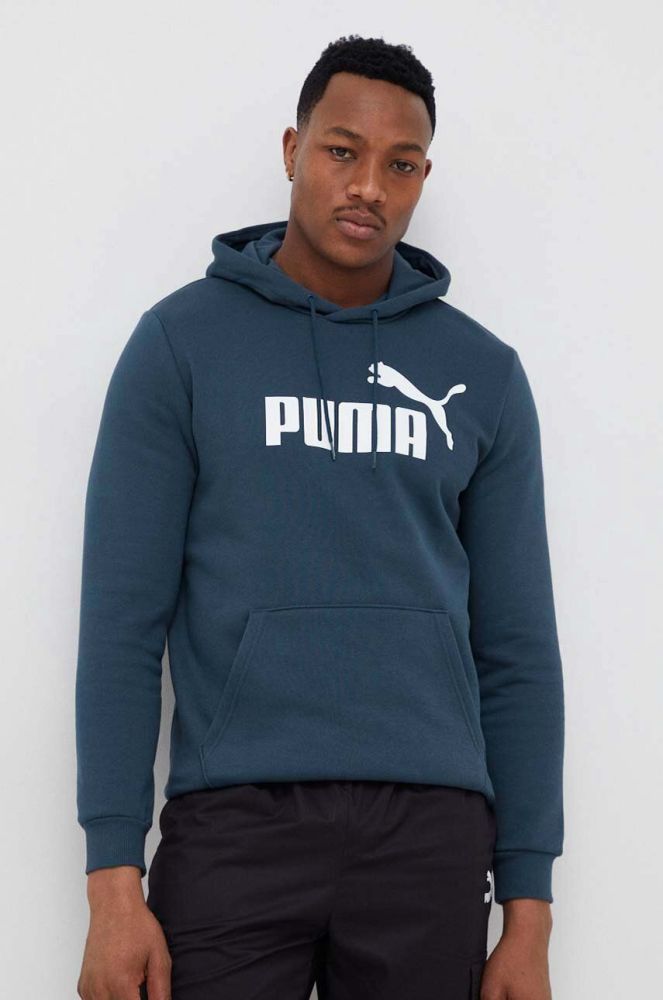 Кофта Puma чоловіча колір синій з капюшоном з принтом (3016496)