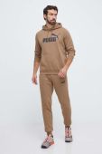 Кофта Puma чоловіча колір коричневий з капюшоном з принтом