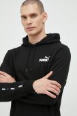 Кофта Puma чоловіча колір чорний з капюшоном з аплікацією
