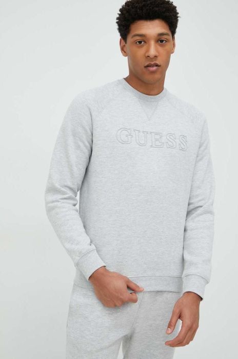 Кофта Guess чоловіча колір сірий з аплікацією (2861128)