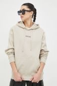 Кофта Guess чоловіча колір бежевий з капюшоном з принтом (2894760)