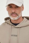 Кофта Guess чоловіча колір коричневий з капюшоном з принтом