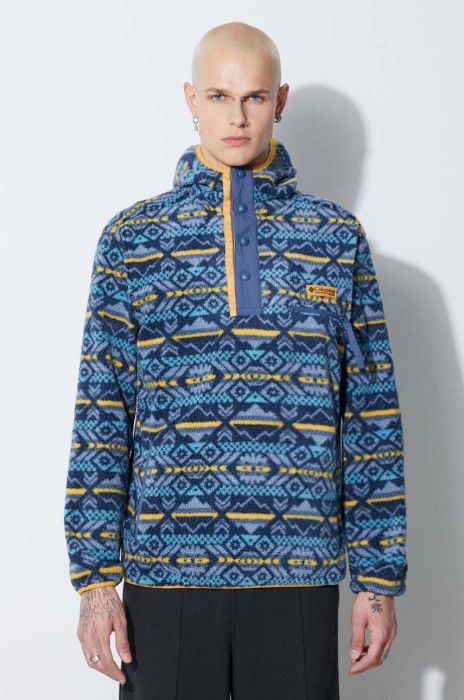 Кофта Columbia чоловіча колір синій з капюшоном візерунок 2013705-371