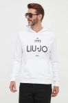 Бавовняна кофта Liu Jo чоловіча колір білий з капюшоном з принтом