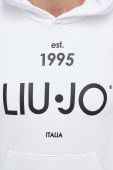Бавовняна кофта Liu Jo чоловіча колір білий з капюшоном з принтом