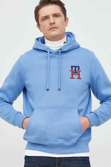 Кофта Tommy Hilfiger чоловіча з капюшоном з аплікацією колір блакитний (2767154)