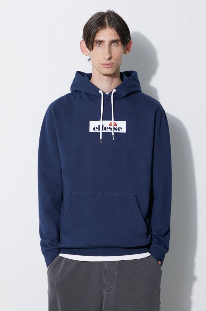 Кофта Ellesse чоловіча колір коричневий з капюшоном з принтом SHP15779-Brown