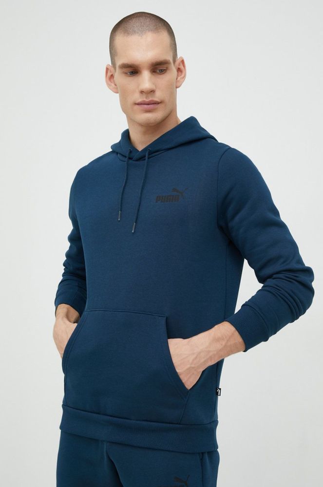 Кофта Puma чоловіча колір бірюзовий з капюшоном однотонна