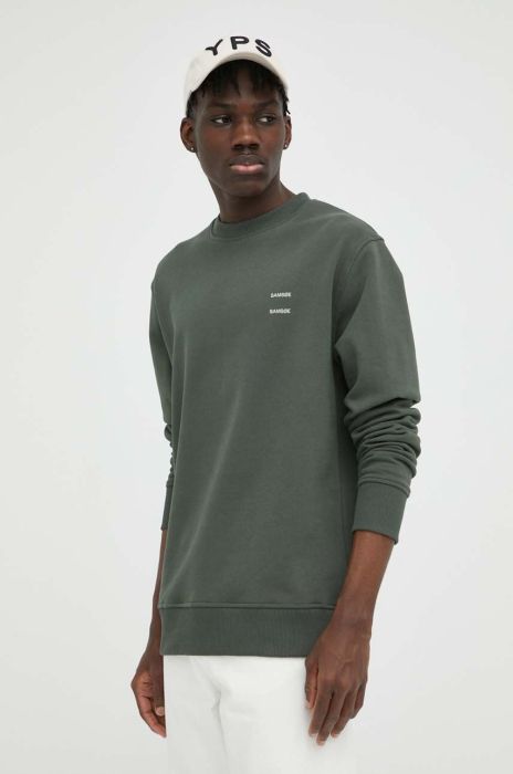 Бавовняна кофта Samsoe Samsoe чоловіча колір зелений однотонна (3236981)